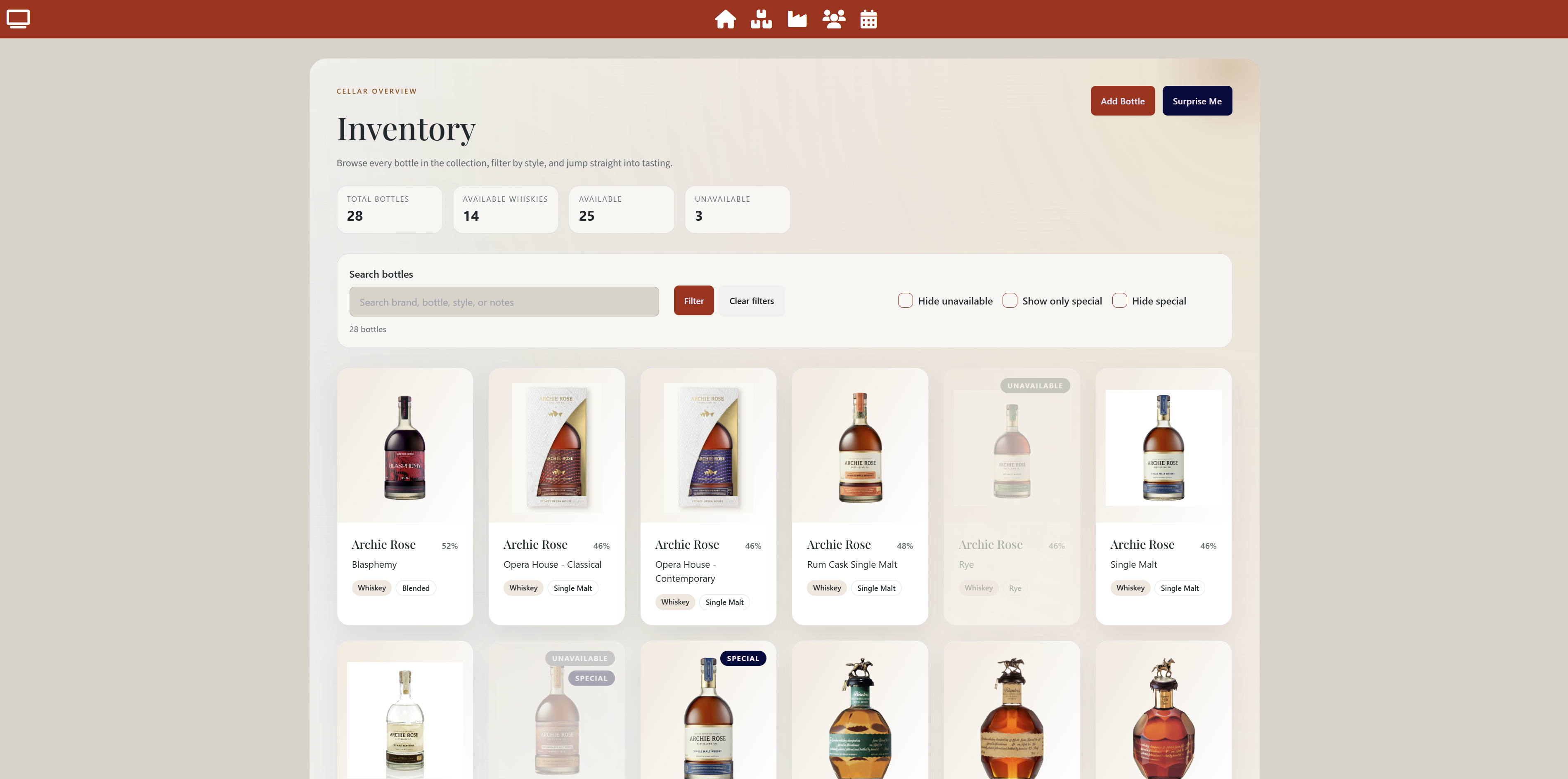 Bar Companion home screen